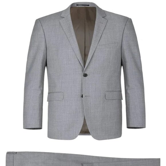 Light Grey Suit - Silver Gray Suit For Wedding - Mens Basic two Button Classic F